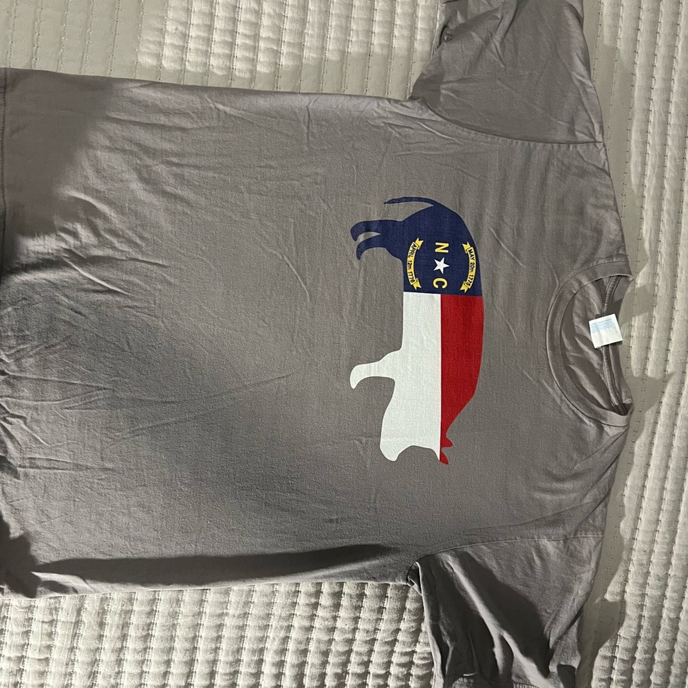 Gray T-Shirt with North Carolina Flag Design